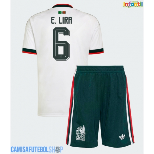 Camisa de time de futebol México Erik Lira #6 Replicas 2º Equipamento Infantil Mundo 2026 Manga Curta (+ Calças curtas)